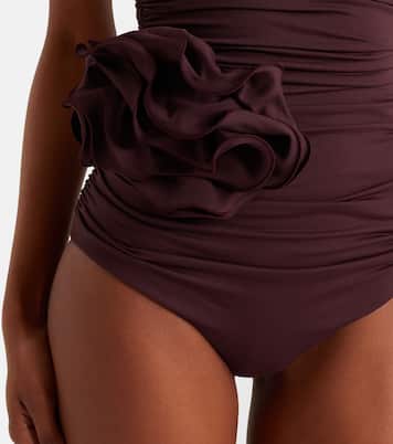 Floral-appliqué ruched swimsuit | Magda Butrym