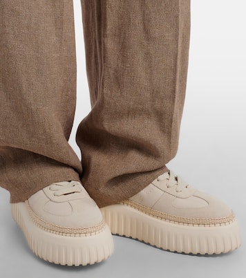 Baskets H710 H-Stripes en cuir et daim | Hogan