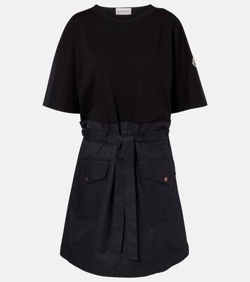 Belted cotton-blend jersey minidress | Moncler