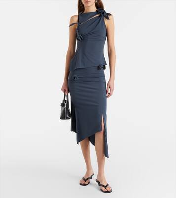 Floral-appliqué jersey midi skirt | Coperni