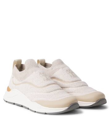 Logo knitted slip-on sneakers | Brunello Cucinelli Kids