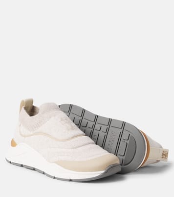 Logo knitted slip-on sneakers | Brunello Cucinelli Kids