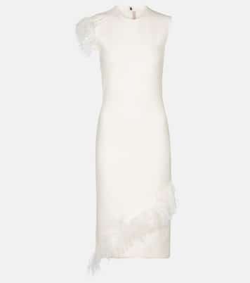 Feather-trimmed wool-blend dress | Christopher Kane