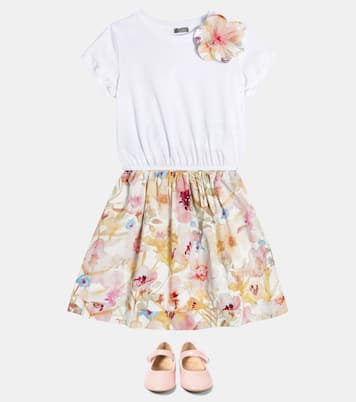 Set of cotton T-shirt and floral skirt | Il Gufo