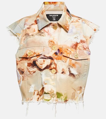 Gilet di jeans con stampa | Balmain