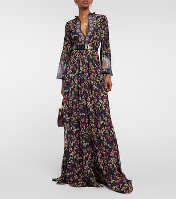 Abito lungo in seta con stampa floreale | Etro