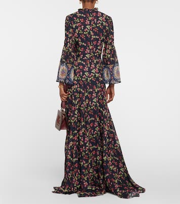 Abito lungo in seta con stampa floreale | Etro