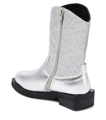 Stivali texani in pelle con logo glitter | Moschino Kids