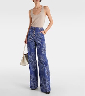 Jeans flared e vita alta con stampa | Etro