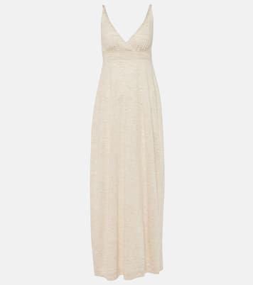 Robe midi en cachemire, lin et soie | Loro Piana