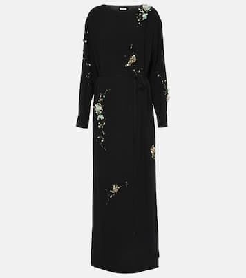 Embroidered crêpe satin gown | Dries Van Noten