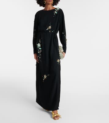 Embroidered crêpe satin gown | Dries Van Noten