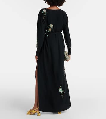 Embroidered crêpe satin gown | Dries Van Noten