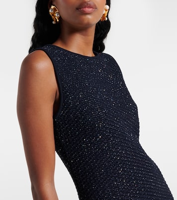 Vestido corto de tweed de mezcla de algodón | Oscar de la Renta