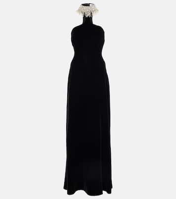Abito lungo in velluto con ricamo | McQueen