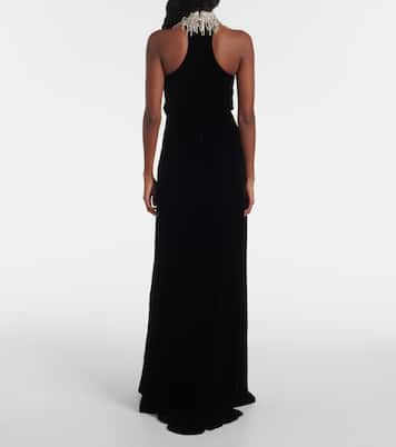 Abito lungo in velluto con ricamo | McQueen