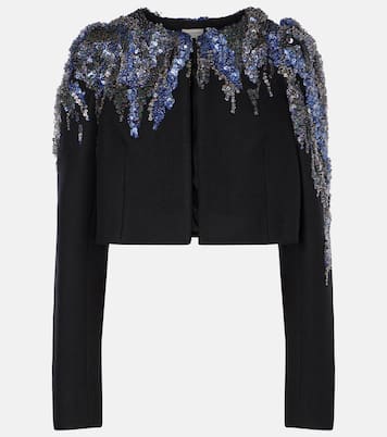 Veste raccourcie en laine mélangée à sequins | Dries Van Noten