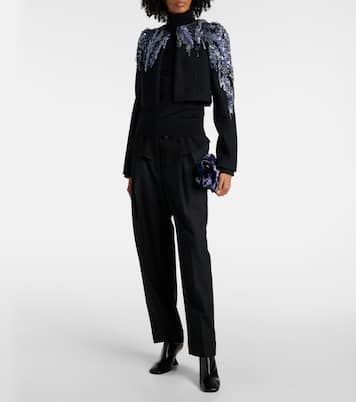 Veste raccourcie en laine mélangée à sequins | Dries Van Noten