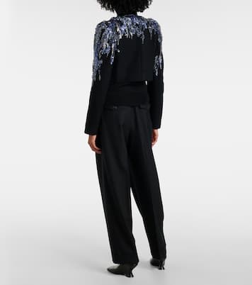 Veste raccourcie en laine mélangée à sequins | Dries Van Noten