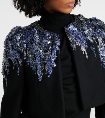 Veste raccourcie en laine mélangée à sequins | Dries Van Noten