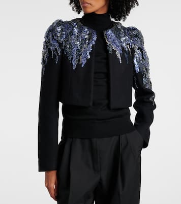 Veste raccourcie en laine mélangée à sequins | Dries Van Noten