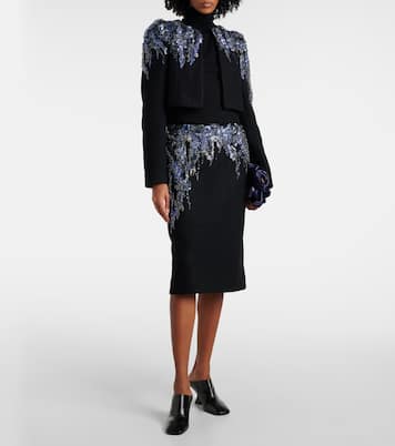 Veste raccourcie en laine mélangée à sequins | Dries Van Noten