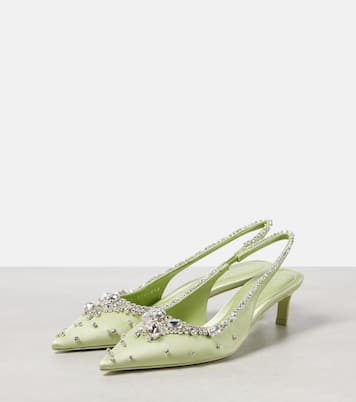 Escarpins slingback en satin à cristaux | Gucci