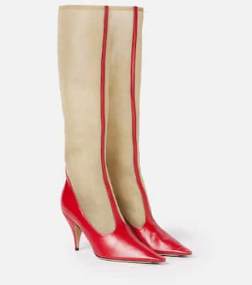 Mesh and leather knee-high boots | The Row