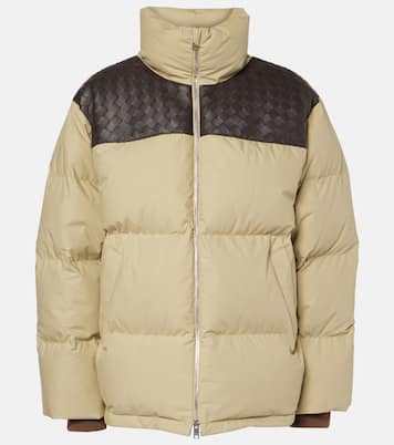 Daunenjacke Intrecciato mit Leder | Bottega Veneta