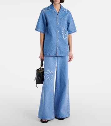 Chemise en jean brodée à fleurs | Marni