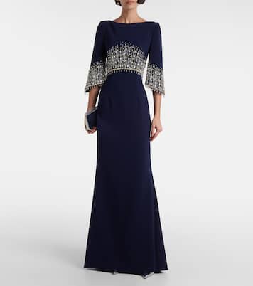 Abito lungo Electra in crêpe | Jenny Packham