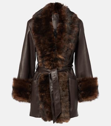 Chaqueta envolvente de piel con borrego | Chloé