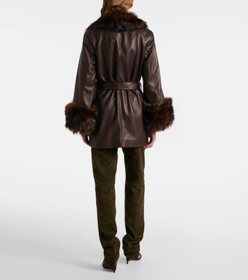 Chaqueta envolvente de piel con borrego | Chloé
