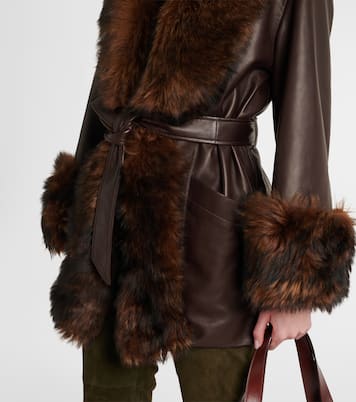 Chaqueta envolvente de piel con borrego | Chloé
