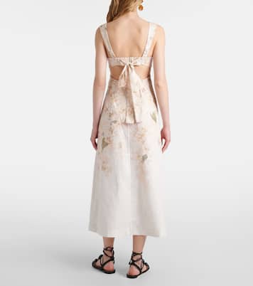 Vestido midi Balance de lino floral | Zimmermann