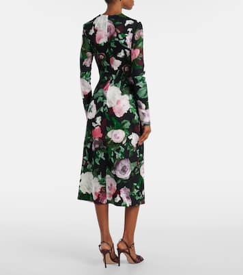 Abito midi drappeggiato con stampa floreale | Erdem