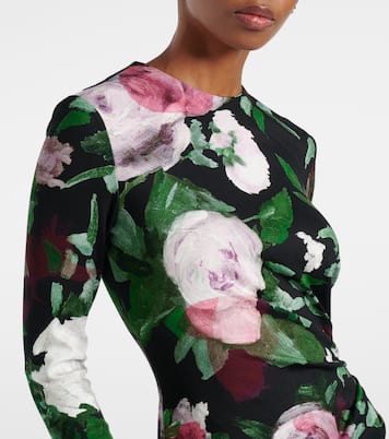Abito midi drappeggiato con stampa floreale | Erdem