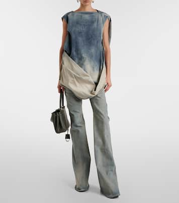 Top de denim en mezcla de algodón drapeado | Rick Owens