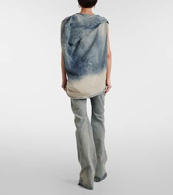 Top de denim en mezcla de algodón drapeado | Rick Owens