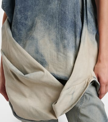 Top de denim en mezcla de algodón drapeado | Rick Owens