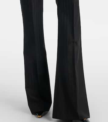 Embellished pinestripe wool flared pants | Versace