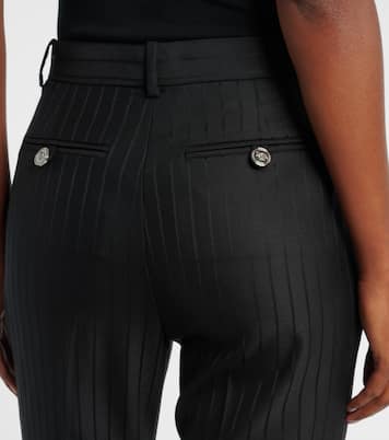 Embellished pinestripe wool flared pants | Versace