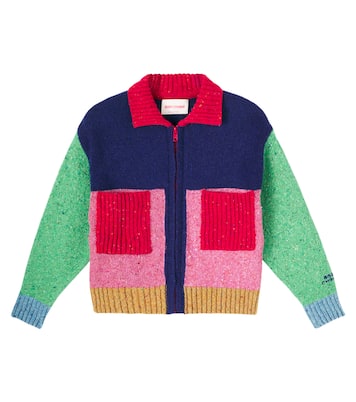 Logo colorblocked wool-blend cardigan | Bobo Choses