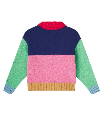 Logo colorblocked wool-blend cardigan | Bobo Choses