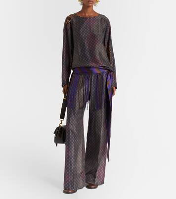 Printed silk satin straight pants  | Dries Van Noten