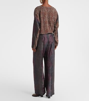 Printed silk satin straight pants  | Dries Van Noten