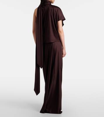 Scarf-detail draped satin top | Dries Van Noten