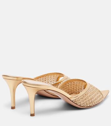 Sienna 70 metallic leather-trimmed mules | Gianvito Rossi