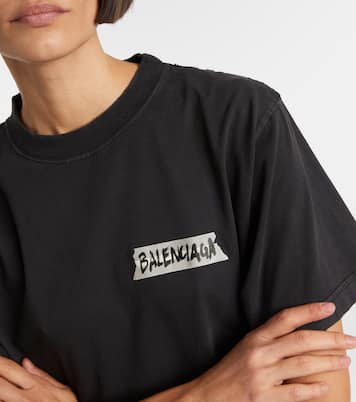 Logo distressed cotton jersey T-shirt  | Balenciaga