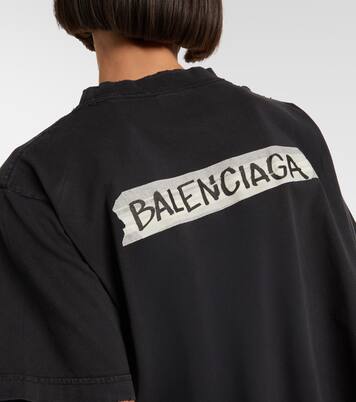 Logo distressed cotton jersey T-shirt  | Balenciaga